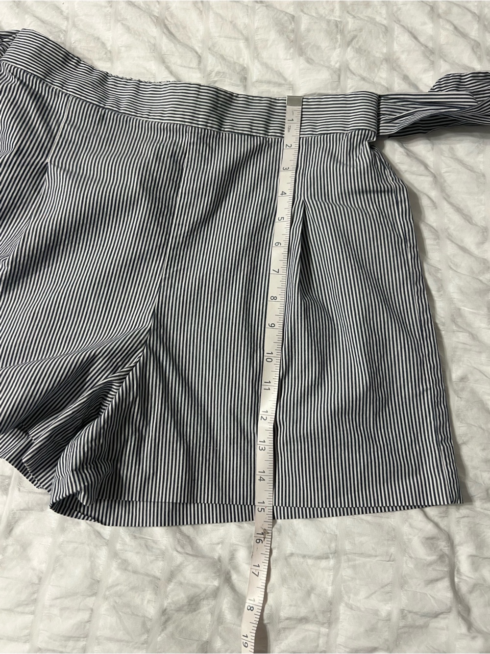 J. By J. Crew Blue White Striped Bow Tie Waist Cotton Shorts High Rise Size 4 - Picture 5 of 7